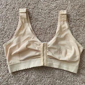 Tan Shirred Front Post Surgical Compression Bra Size XL